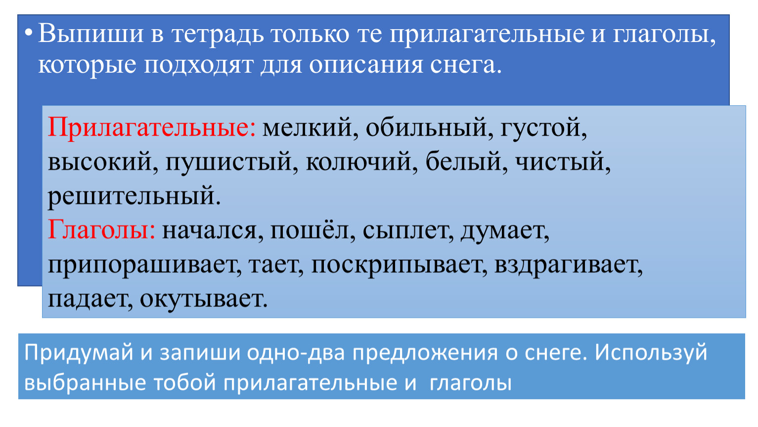 Сошлись два друга мороз да вьюга 3 класс родной язык конспект урока и презентация