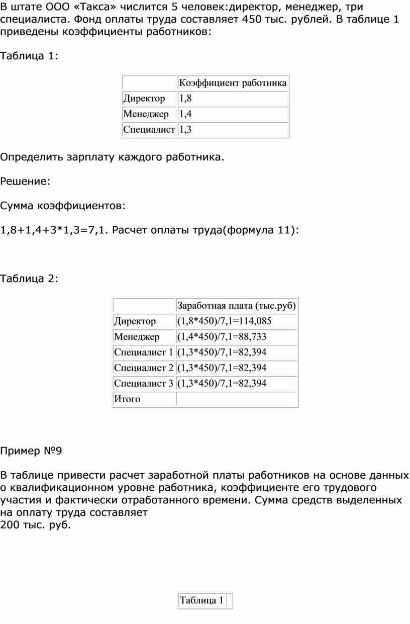 Практическое занятие. Расчет размера оплаты труда по различным формам и  системам оплаты