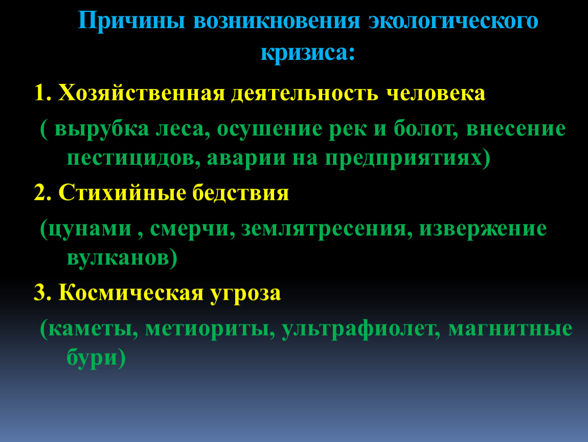 Схема направлений выхода из экологического кризиса