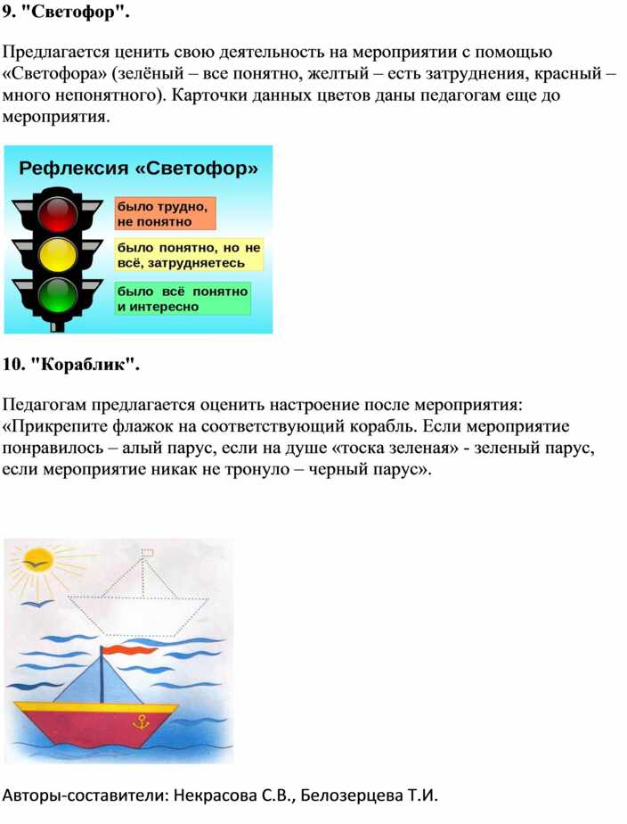 Лист рефлексии для педагогов образец