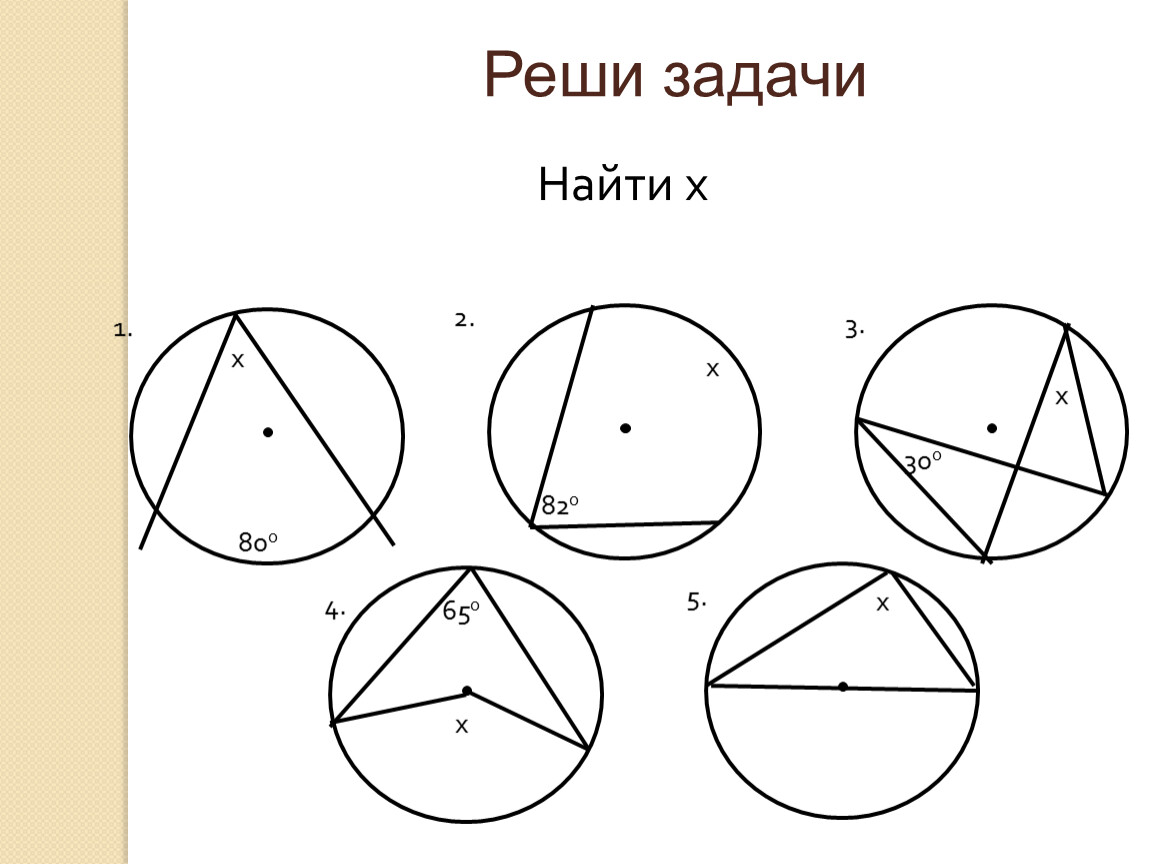 Задачи на готовых чертежах окружность 8 класс