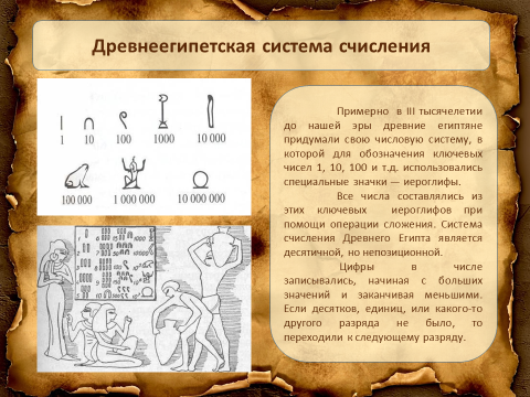 Египетская система счисления презентация