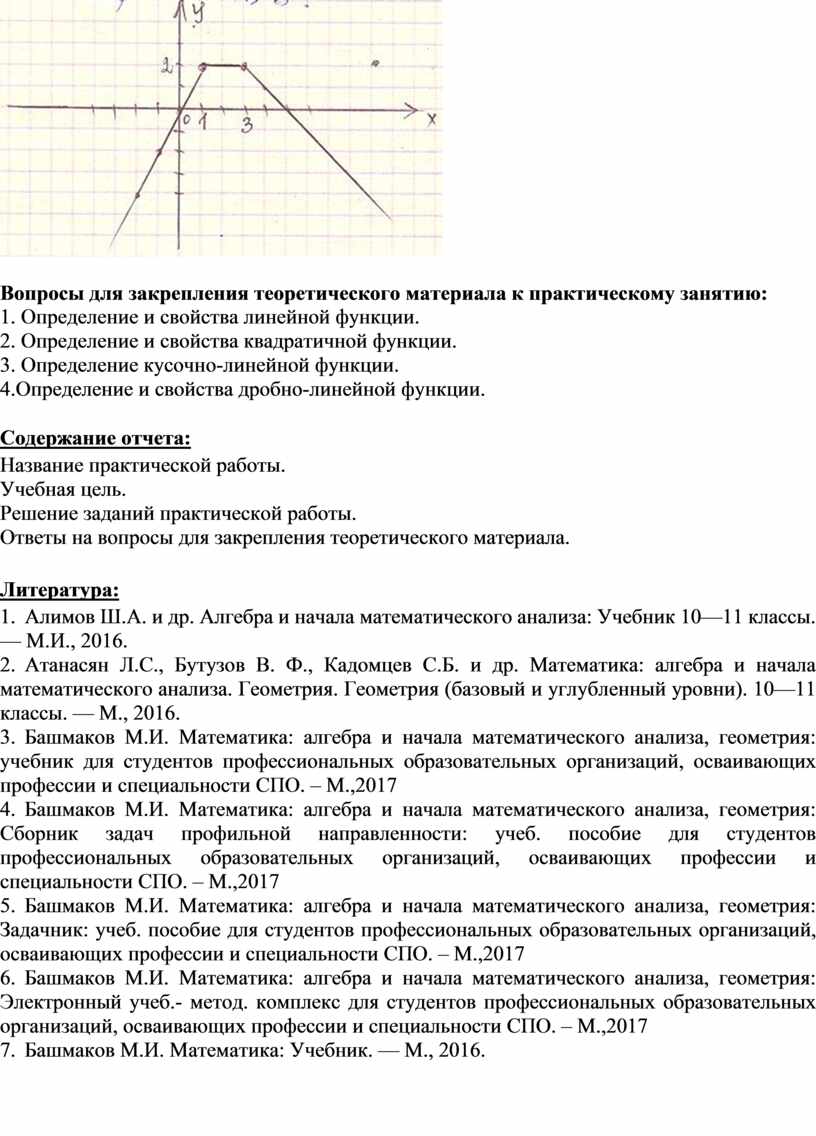 МЕТОДИЧЕСКИЕ УКАЗАНИЯ ПО ВЫПОЛНЕНИЮ ПРАКТИЧЕСКОЙ РАБОТЫ ПО МАТЕМАТИКЕ -  Тема: Решение задач по теме «Свойства линейной