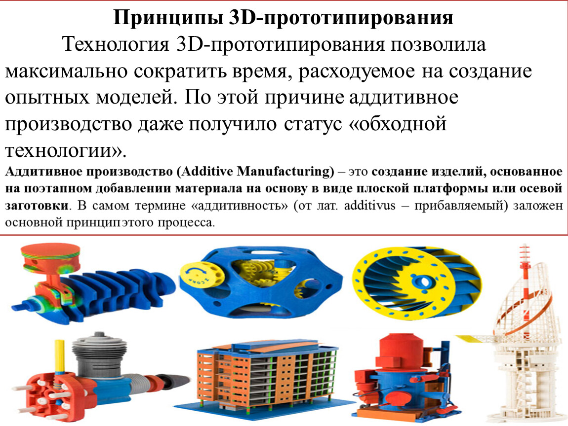 Принципы 3D-прототипирования Технология 3D-прототипирования позволила максимально сократить время, расходуемое на создание опытных моделей