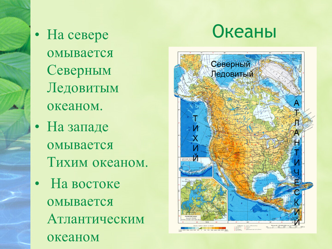 Водами какого океана не омывается северная америка