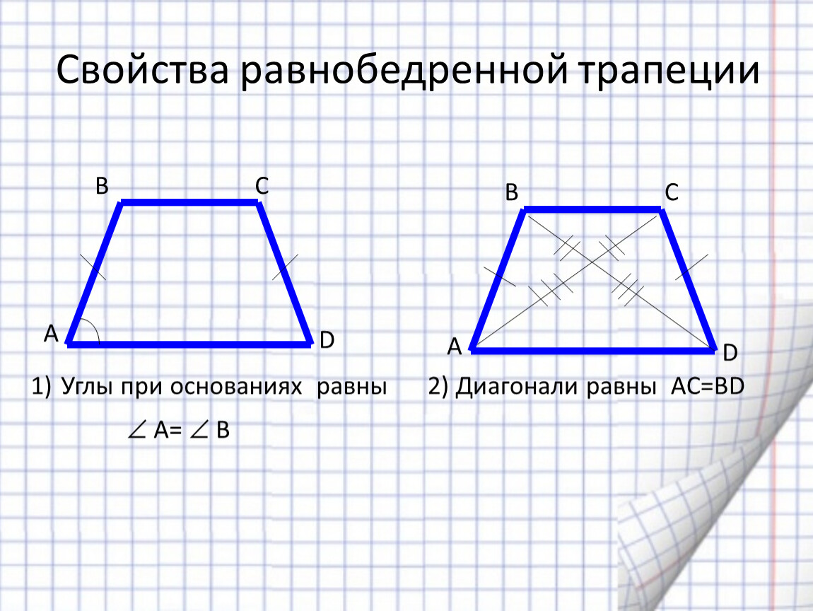 Диагонали треугольной трапеции. Свойства диагоналей равнобедренной трапеции. Трапеция свойства равнобедренной трапеции. Свойства углов и диагоналей равнобедренной трапеции. Трапеция равнобедренная трапеция свойства равнобедренной трапеции.