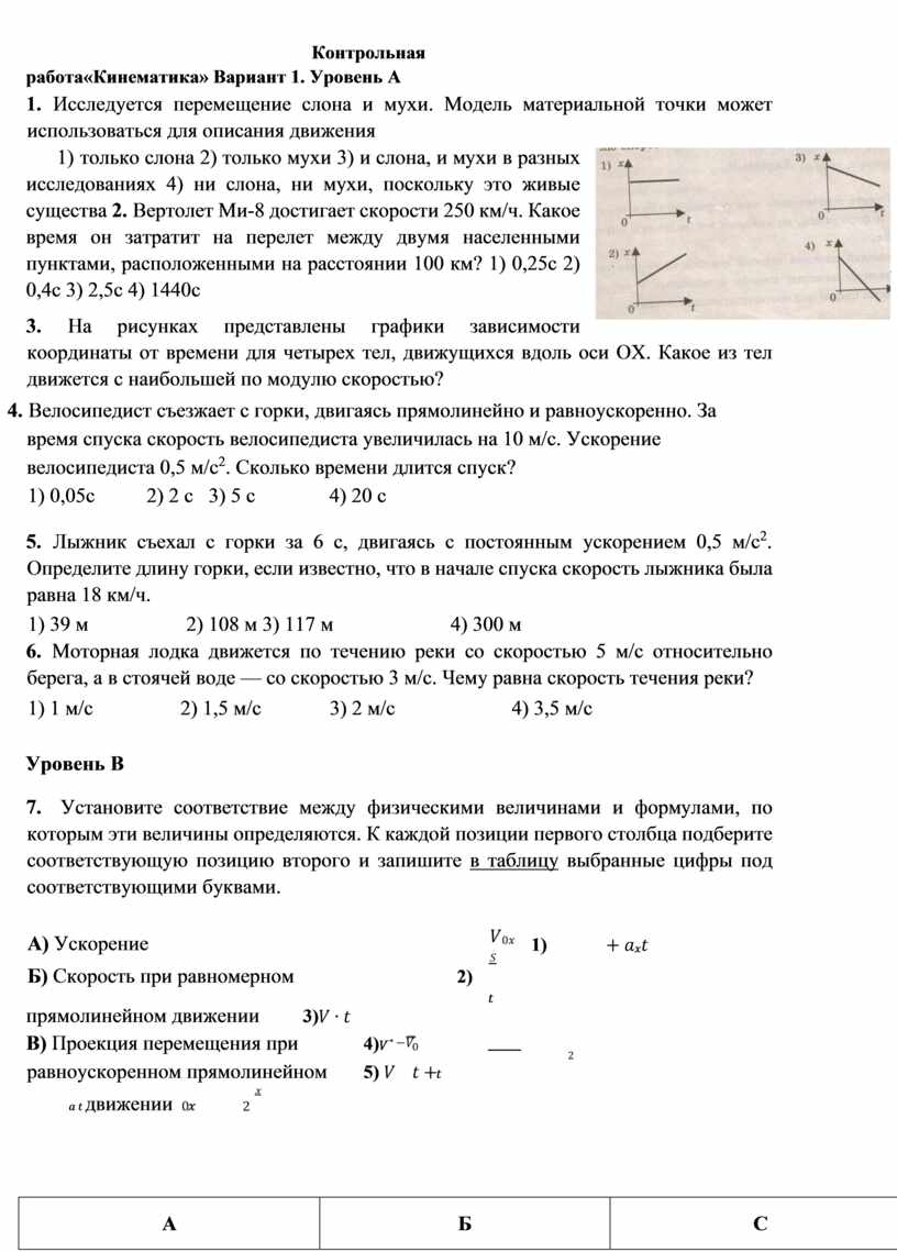 014_9 - Контрольная работа №1 Прямолинейное равномерное и равноускоренное  движение