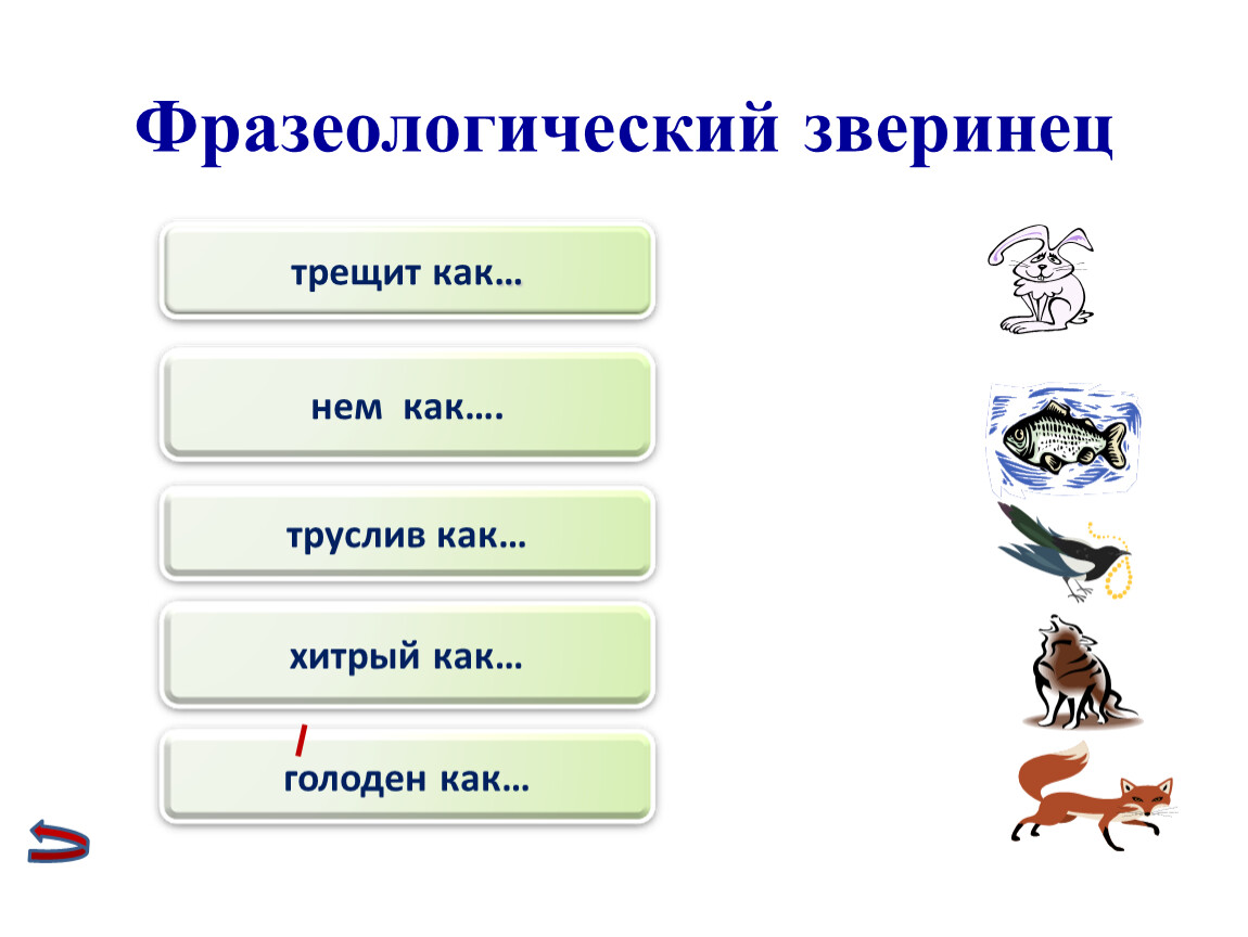 Фразеологический зоопарк презентация