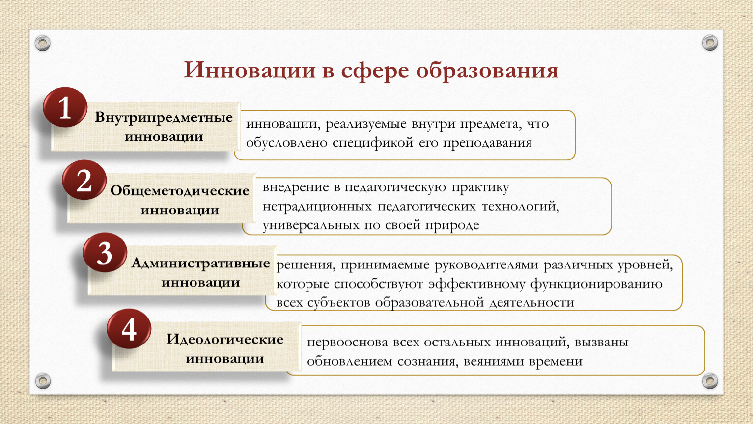 Педагогические инновации. Классификация педагогических нововведений. Типы нововведений в образовании. Инновации в сфере образования. Формы инновации в образовании.