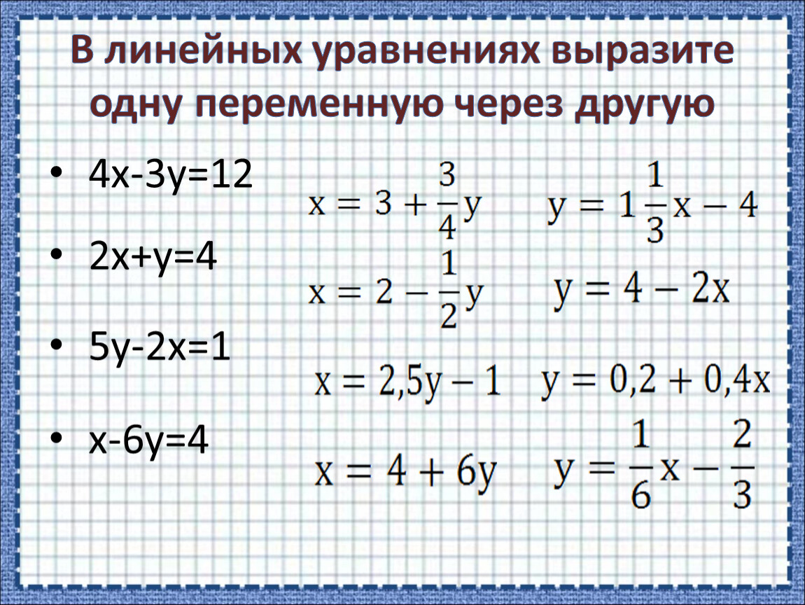 Линейные уравнения с двумя переменными 6 класс презентация