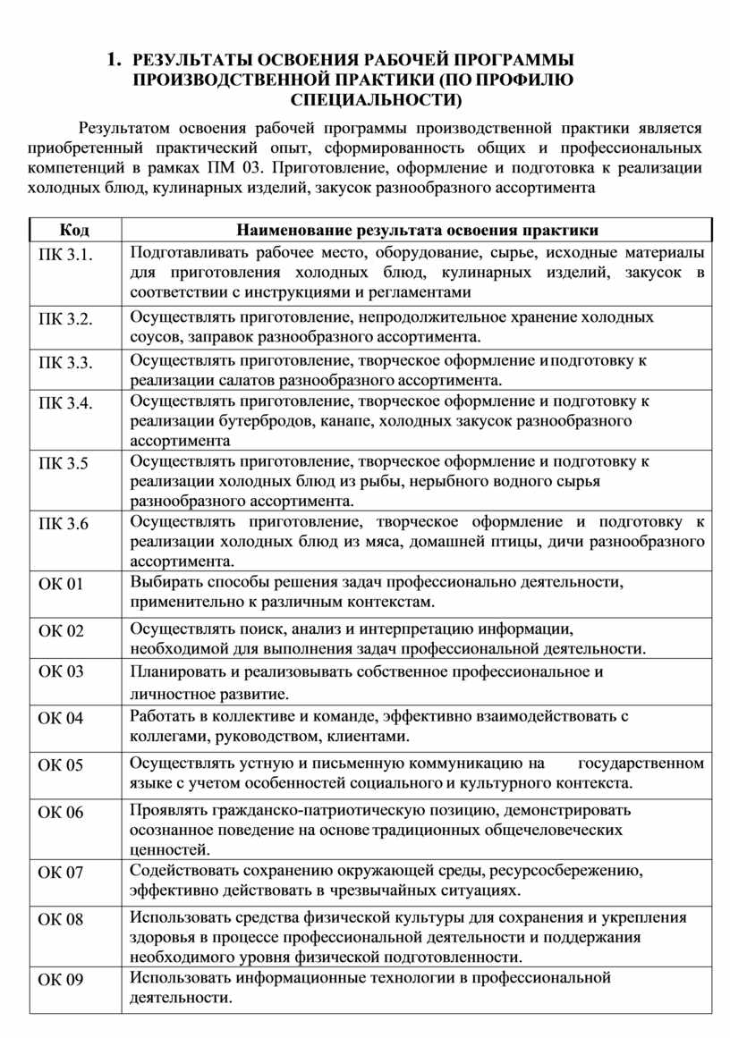 Рабочая программа прохождения производственной практики студента