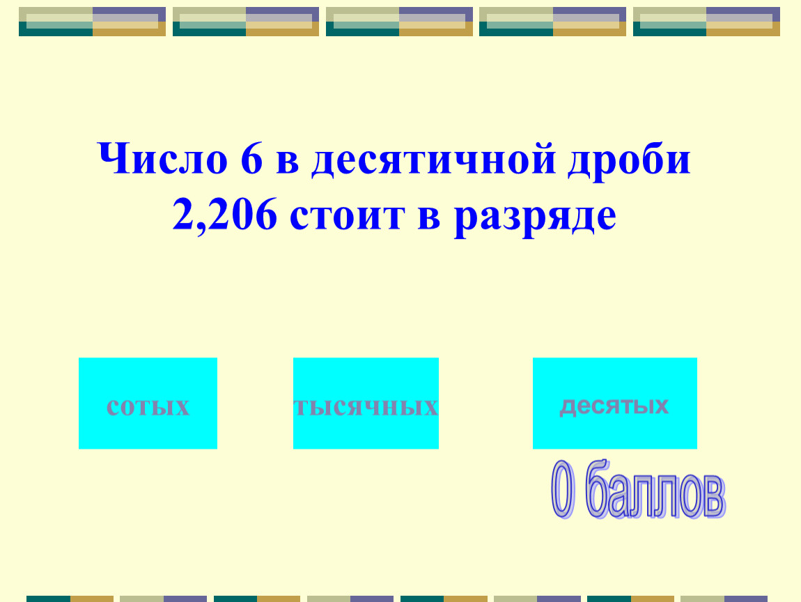 Число 6 в десятичной дроби