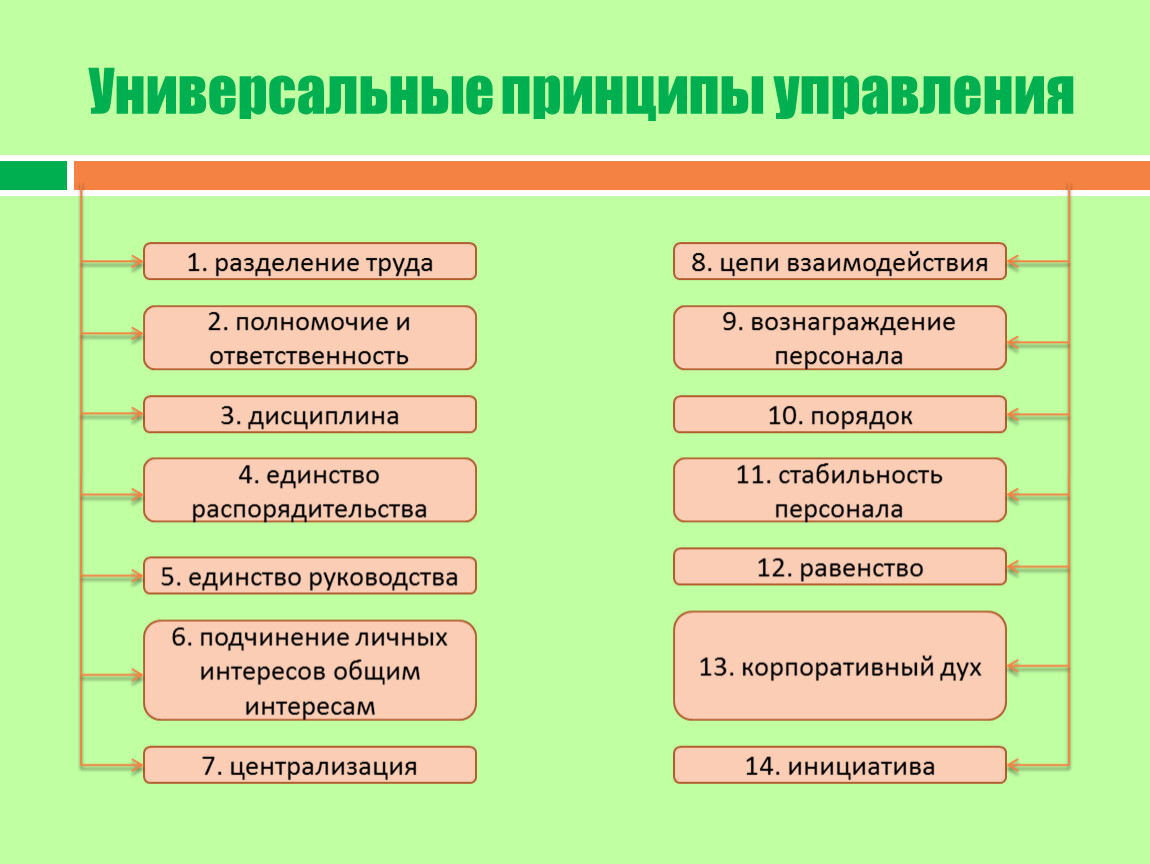 Управляющий принцип. Универсальные принципы управления. Принципы управления Разделение труда. Универсальные принципы менеджмента. Принципы разделения управленческого труда.