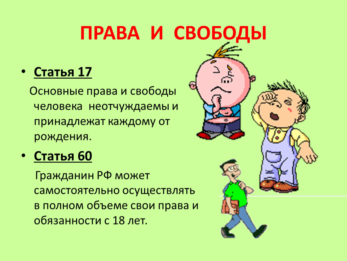 Статья свободы. Права и свободы. Права человека. Основные права. Основные права и свободы человека неотчуждаемы и принадлежат каждому.