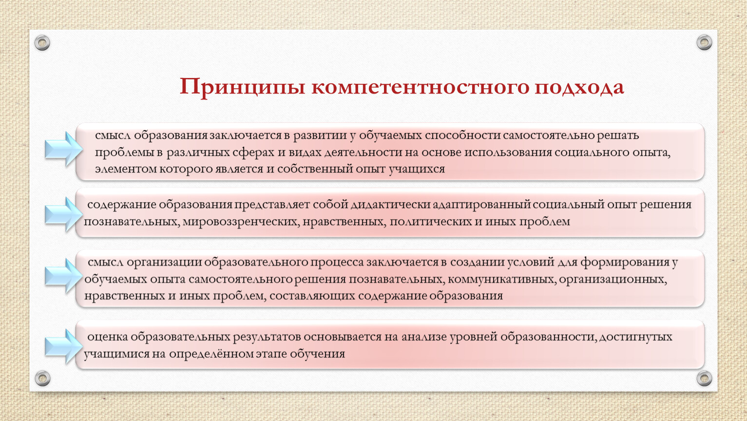 Смысл образования. Принципы компетентностного подхода в образовании. Принципы компетентностного подхода в обучении. Этапами становления компетентностного подхода являются:. Проблемы компетентностного подхода в образовании.