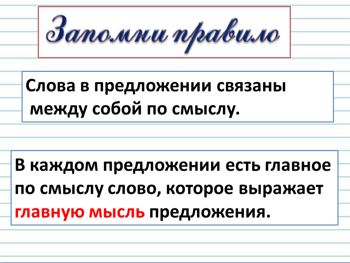 Презентация 1 класс предложение и слово школа россии