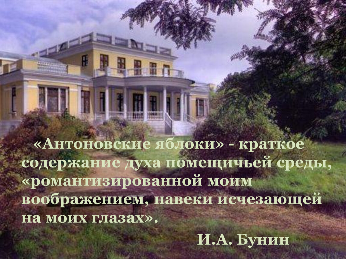 Бунин антоновские яблоки краткое содержание. Антоновские яблоки краткое содержание.