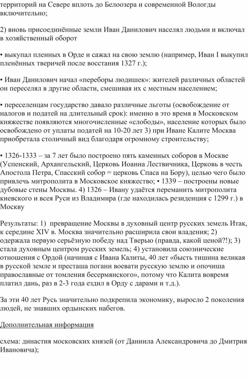 Конспект урока.Усиление Московского княжества в Северо-Западной Руси. 6  класс