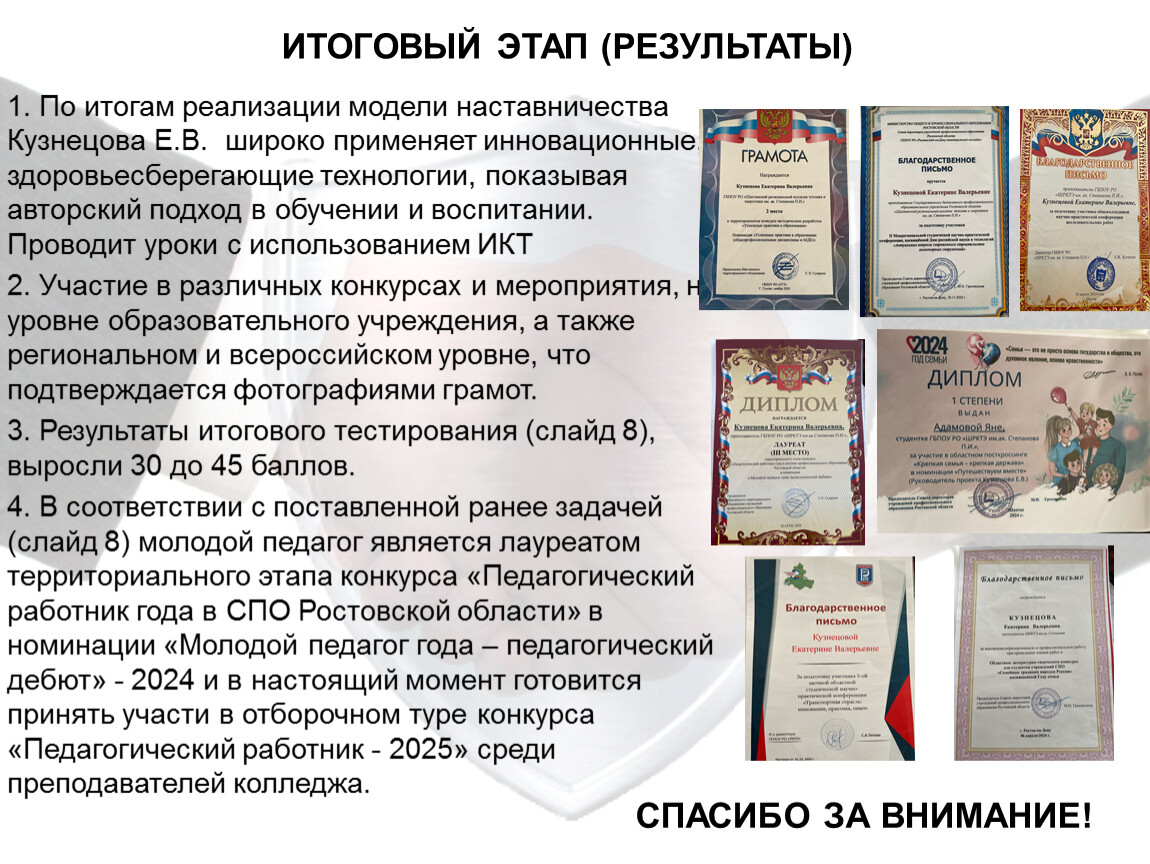 ИТОГОВЫЙ ЭТАП (РЕЗУЛЬТАТЫ) 1.