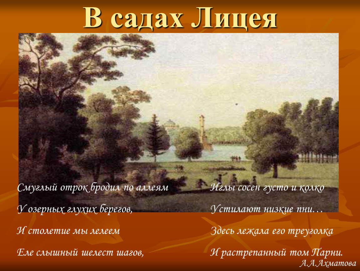 Пушкин брожу. В садах лицея. В садах лицея Пушкин. Стихотворение в садах лицея. Иглы сосен густо и колко устилают низкие пни….