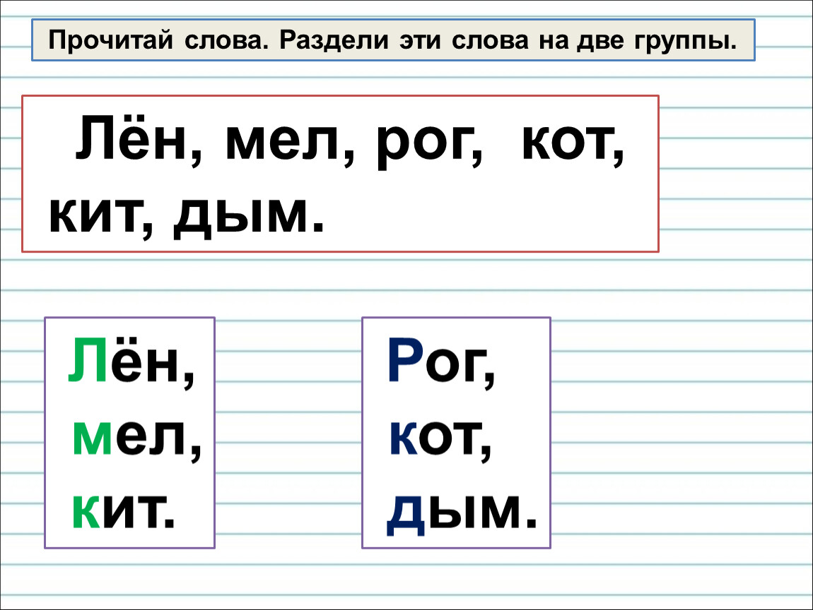 Разделить слово программа. Разделить слова на две группы 1 класс. Кит Твердые и мягкие согласные. Кот и кит Твердые и мягкие согласные. Мел это мягкие согласные.