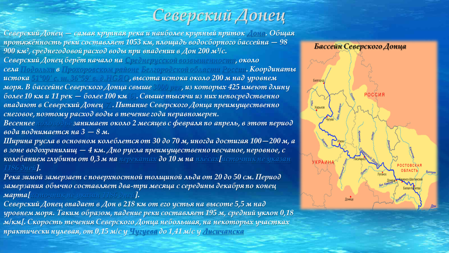 Схема реки Северский Донец