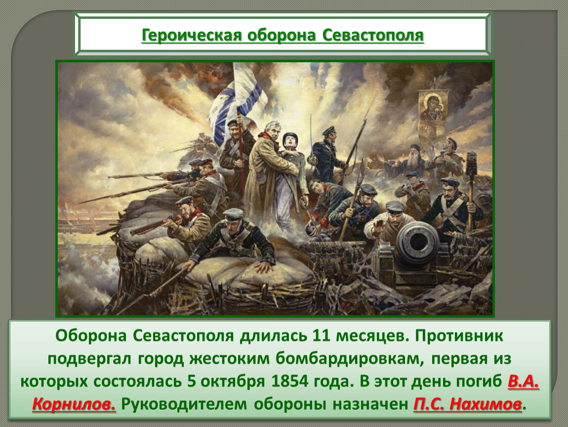 Сообщение на тему оборона севастополя. Оборона Севастополя 5 октября 1854. Героическая оборона Севастополя 1853–1856 гг.. Итоги обороны Севастополя 1854-1855. Оборона Севастополя 1854-1855 цель.