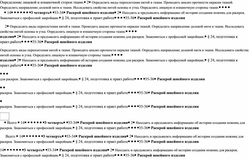 Определение лицевой и изнаночной сторон ткани