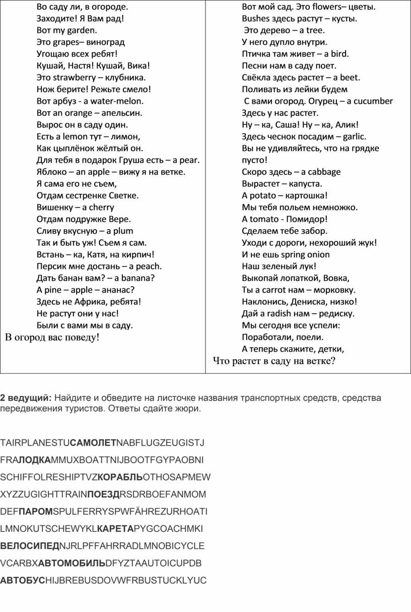 План конспект воспитательного мероприятия по английскому языку