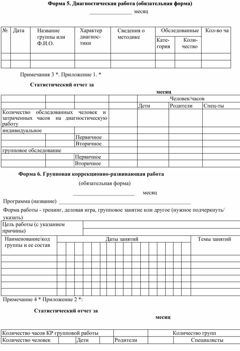 Форма 5. Форма 05. Диагностическая работа бланк. Формы диагностической работы. Бланк на месяц.