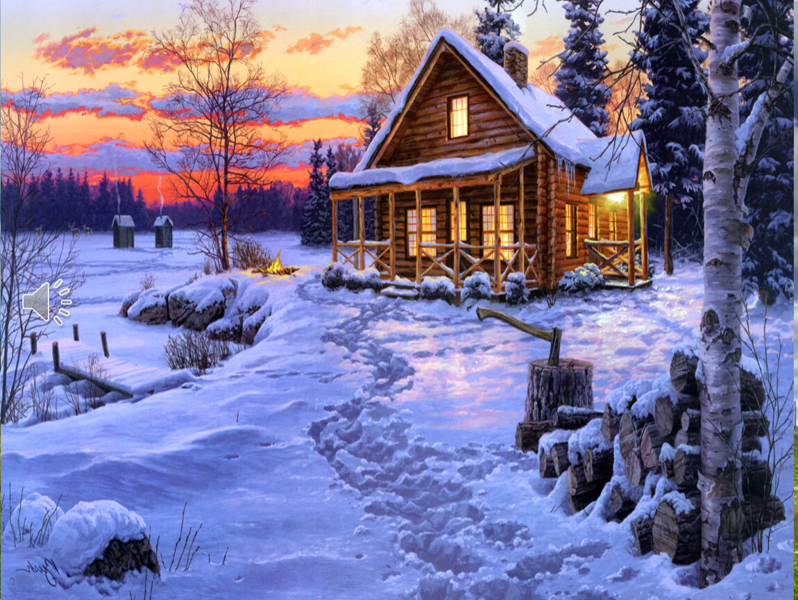 Зимний пейзаж с домиком