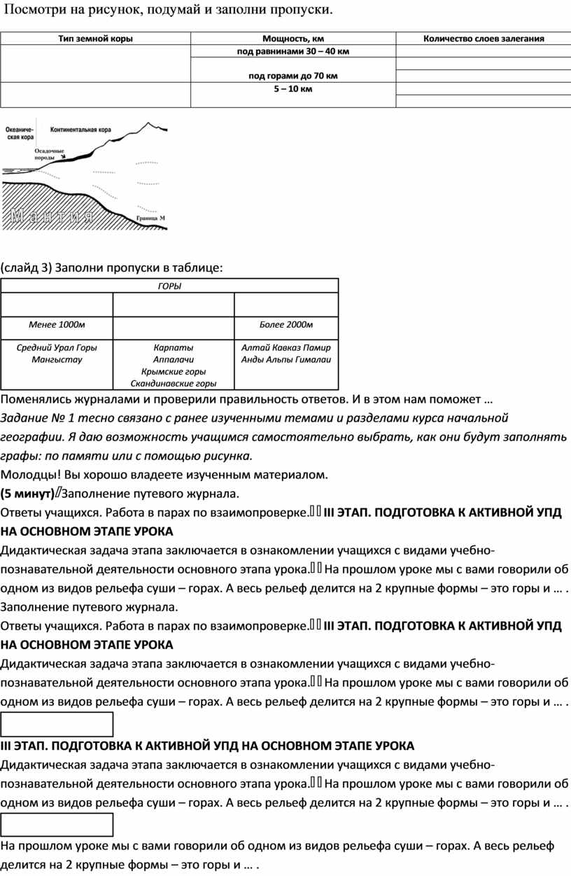 6 класс урок географии Равнины суши