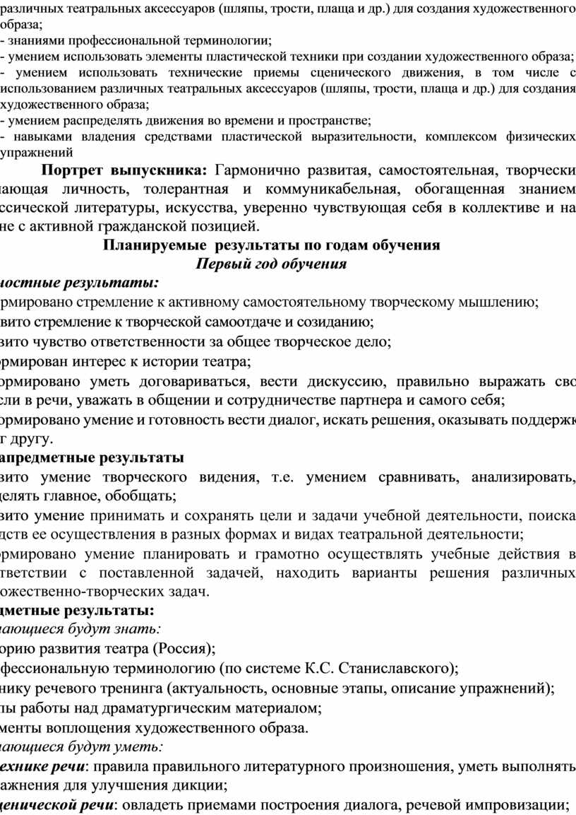 Портрет выпускника: Гармонично развитая, самостоятельная, творчески думающая личность, толерантная и коммуникабельная, обогащенная знанием классической литературы, искусства, уверенно чувствующая себя в коллективе и на сцене с…