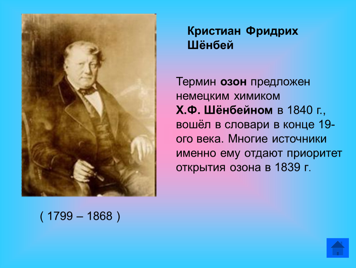 Открытие озона. Немецкий Химик Кристиан Фридрих Шенбейн. Открыть Озон. Химик Шенбейн открывший Озон. Кто открыл Озон.