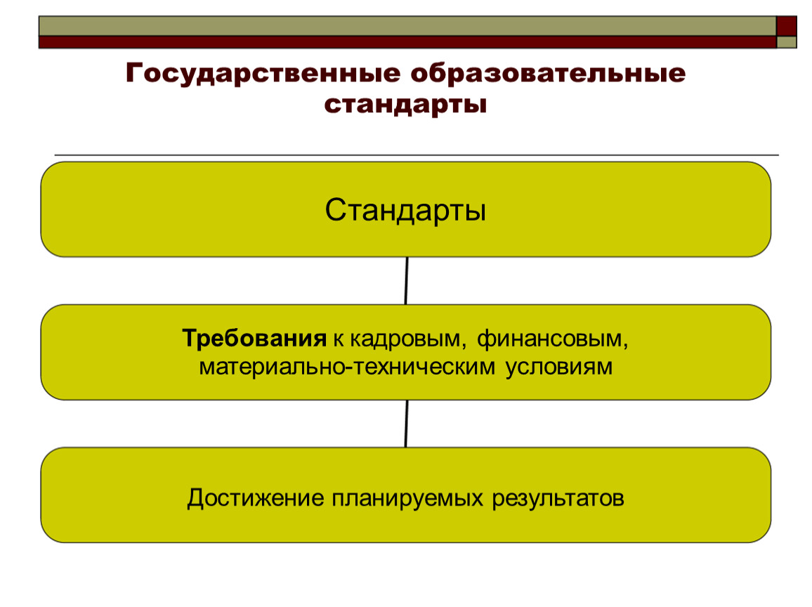 Требования к кадровым и финансовым условиям. Образовательные стандарты и требования. Стандарт по достигнутому уровню.