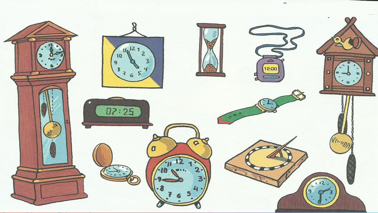 Предмет прошлого времени. Виды часочасов для детей. Виды часов для детей. Иллюстрации с часами. Иллюстрации с изображением разных видов часов.