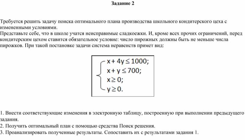 Требуется решить задачу поиска оптимального плана производства