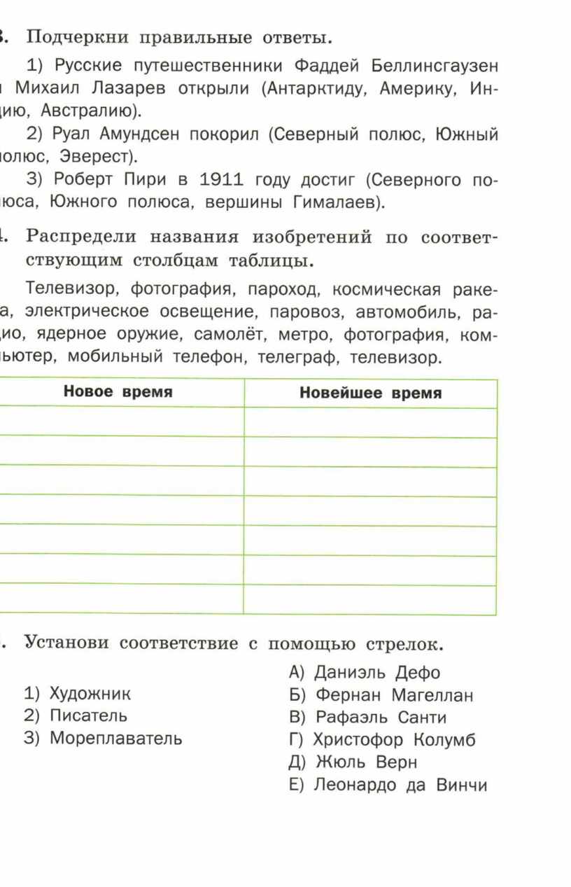 Проверочная работа по окружающему миру для 4 класса по разделу 