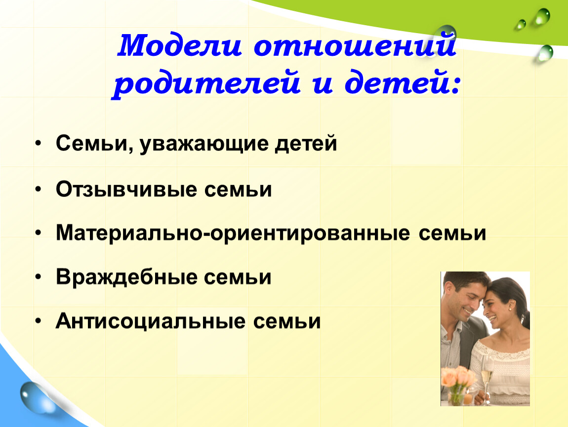 Модель взаимодействие с родителями. Материально ориентированные семьи это. Враждебные семьи. Семьи уважающие детей. Методика для родителей семейные взаимоотношения.