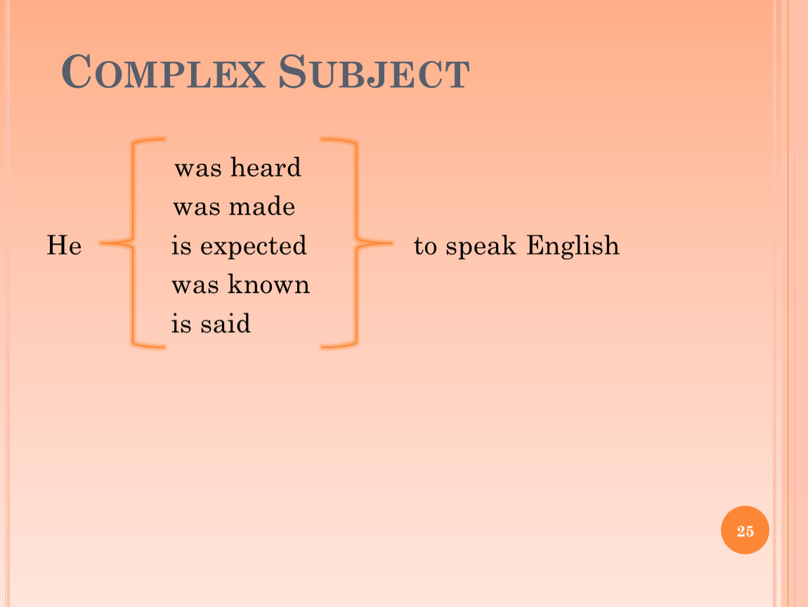 Heard перевести. Complex subject. Сложное подлежащее в английском языке. Complex subject в английском. Структура Complex subject.