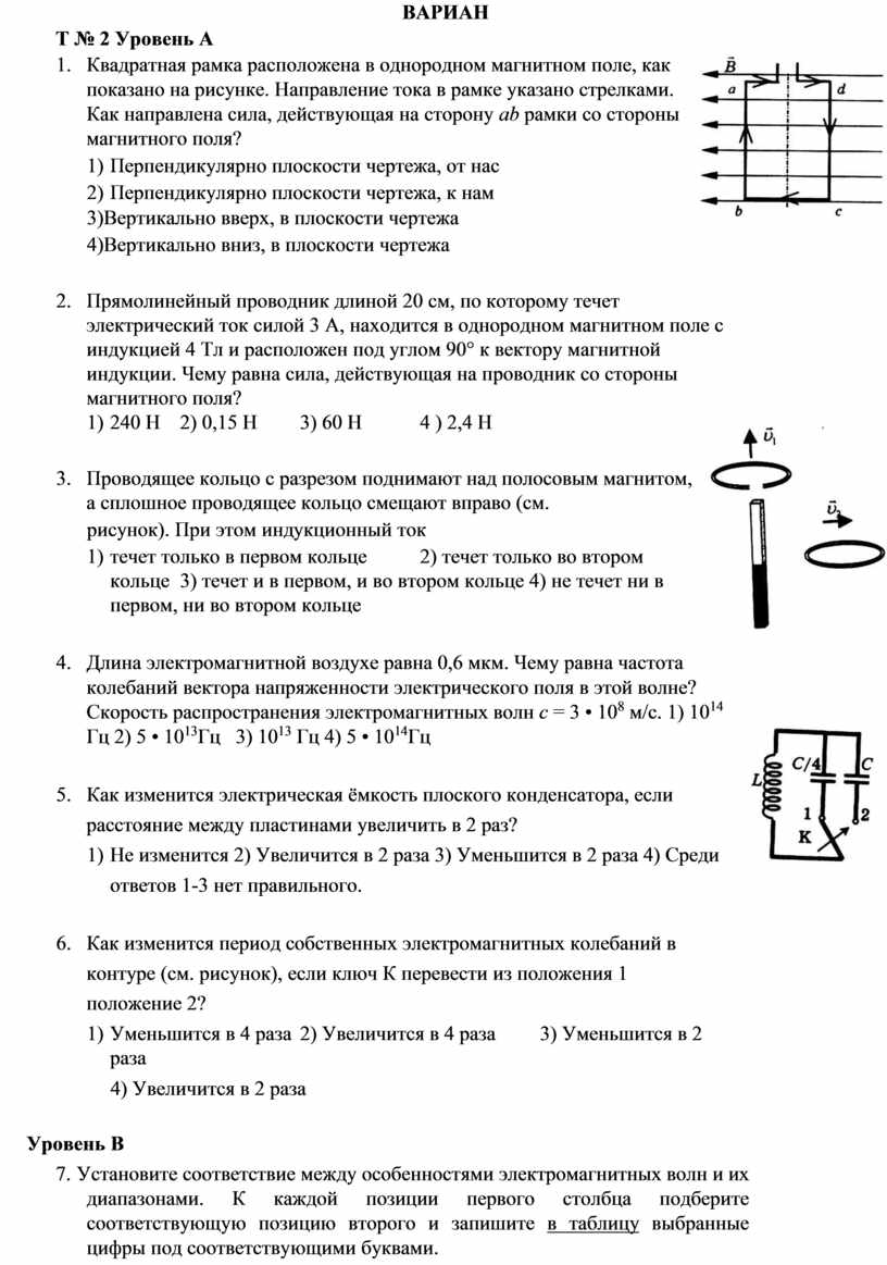 017_9 - Контрольная работа № 4 по теме Электромагнитное поле.  Электромагнитные колебания и волны