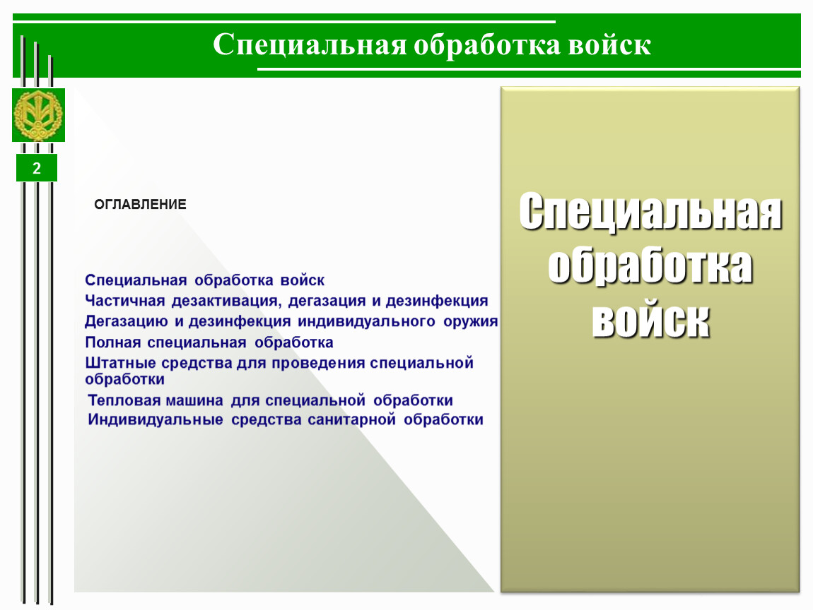 Презентация. Специальная обработка войск.