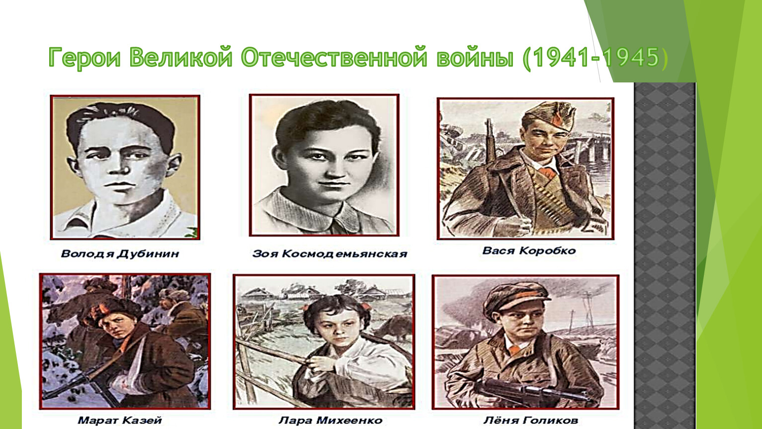 Портреты героев Великой Отечественной войны 1941-1945 для детей