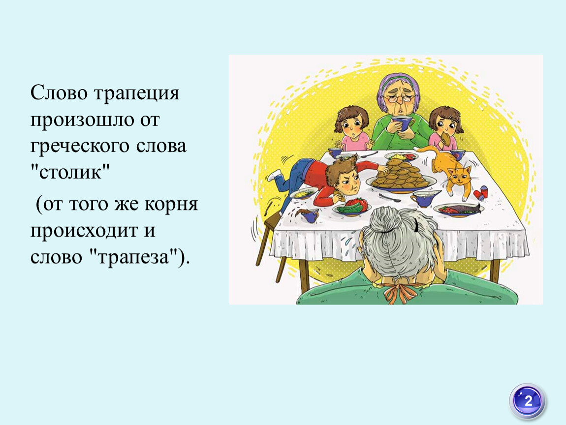 Слово трапеция. Слово Трапеза. Греческое слово Трапеза. Трапеза трапеция.