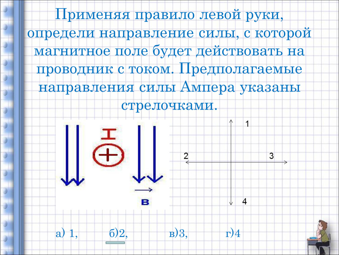 Определите направления силы тока