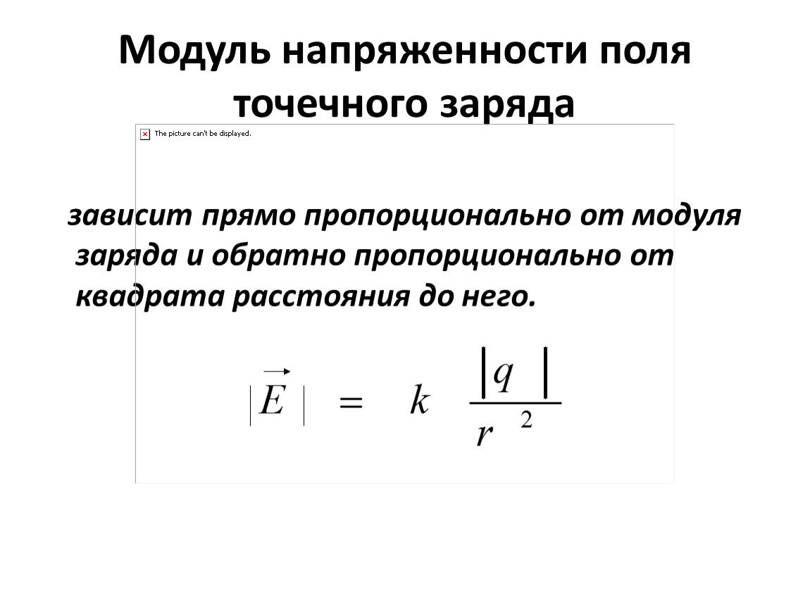 Модуль напряженности электростатического поля точечного заряда