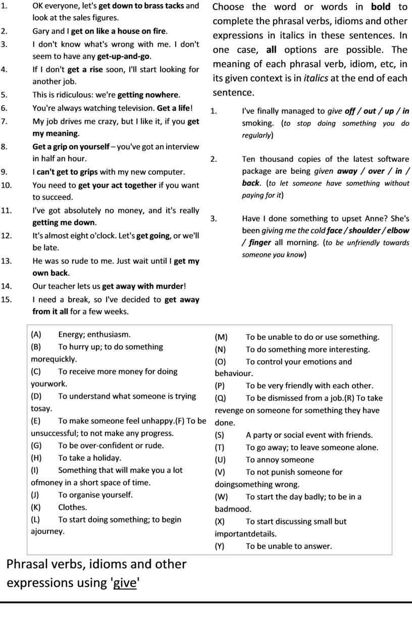 Phrasal Verbs And Idiomas