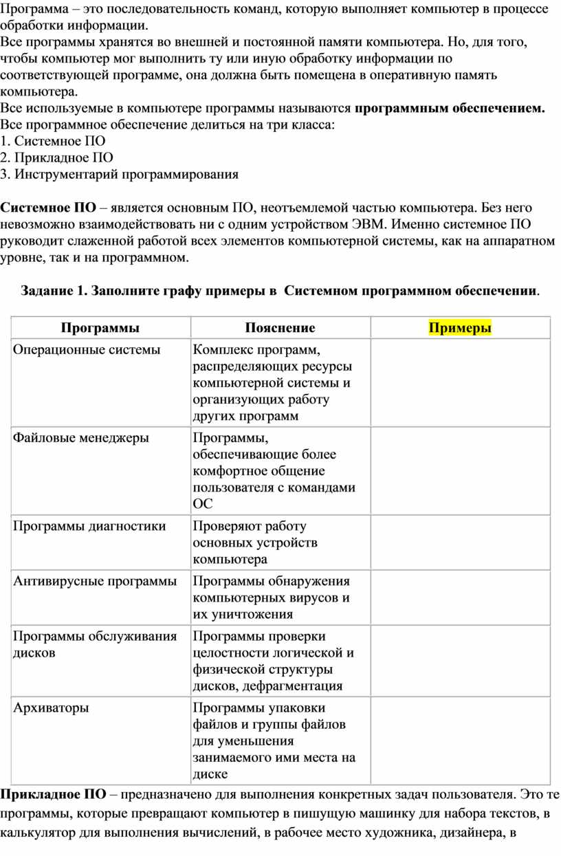 Программа последовательность команд для процессора