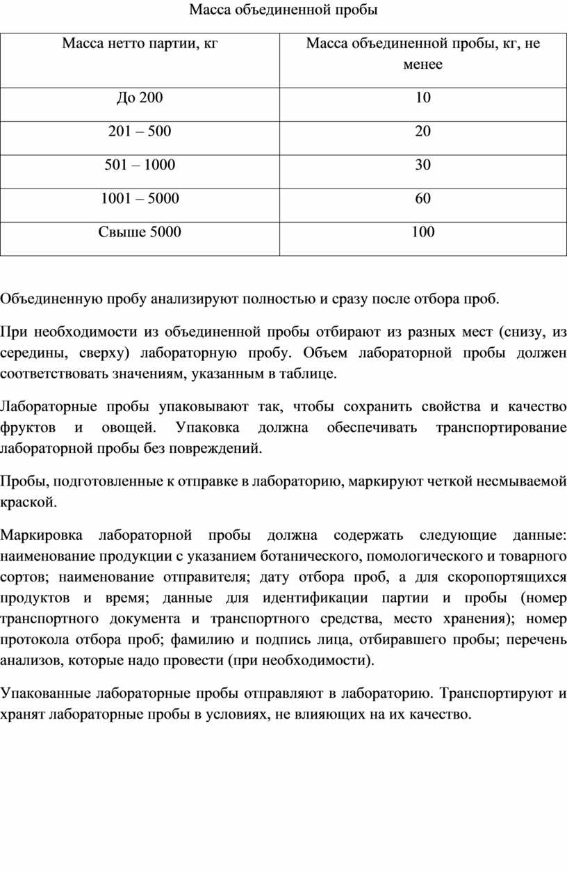 Объединенная средняя проба или средний образец