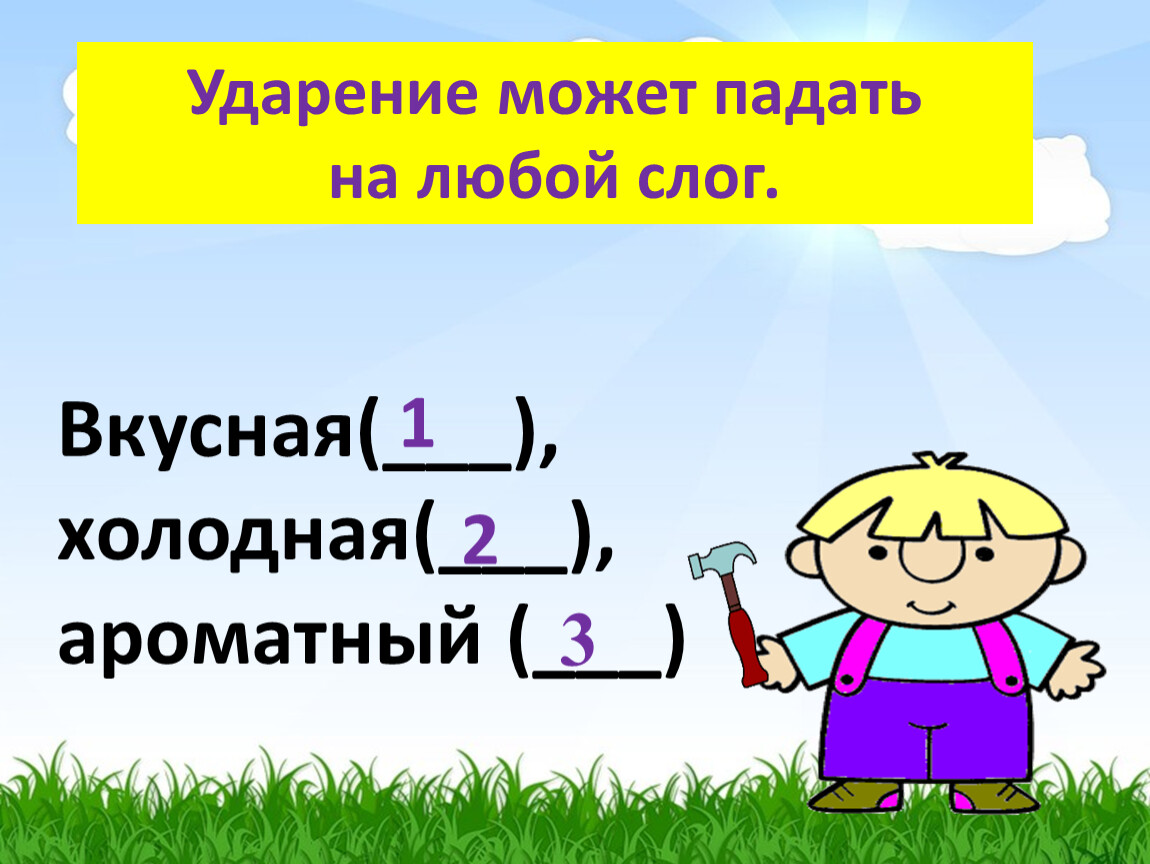 В каких словах ударение падает на первый слог торты банты компьютеры повара